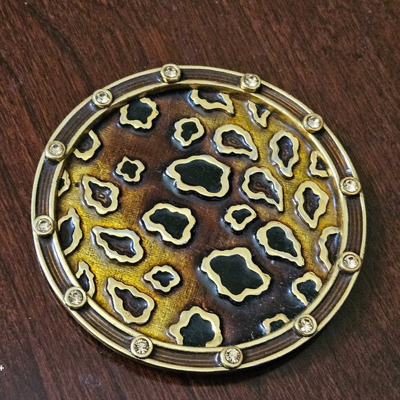 JAY STRONGWATER SAFARI LEOPARD LIBRE CHEETAH CRYSTAL ENAMEL BAR DRINK COASTER - Picture 5 of 8